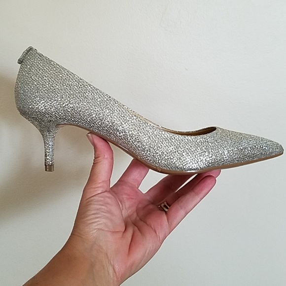 Michael Kors Silver Glitter Kitten Pumps - Picture 2 of 5